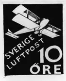 Ej realiserade förslag till frimärket Nattpostflyg, utgivet 9/5
1930. Konstnär: Olle Hjortzberg. Valör 10 öre.