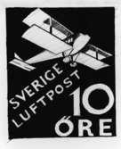 Ej realiserade förslag till frimärket Nattpostflyg, utgivet 9/5
1930. Konstnär: Olle Hjortzberg. Valör 10 öre.