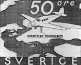 Frimärksförlaga till frimärket Bromma flygfält, med invigning 1936. Utgivet 23/5 1936. Originalteckning utförd av Olle Hjortzberg. Valör 50 öre.