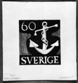 Ej realiserade förslag till nya frimärkstyper 1951. Konstnär: Lars Norrman. Motto: 