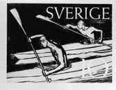 Ej realiserade förslag till frimärke Riksidrottsförbundet 50 år, utgivet 27/5 1953. Svenska gymnastik- och idrottsföreningars
riksförbund bildades 1903. Konstnär: Georg Lagerstedt.
Valör 10 öre.