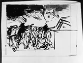 Skisser till frimärket Sjöräddningssällskapet 50 år, utgivet 1/6 1957. Svenska sällskapet för räddning af Skeppsbrutna bildades 1/6 1907. Konstnär: Torsten Billman.