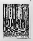 Förslagsteckningar - skisser - till frimärket Domänverket 100 år, utgivet 4/9 1959. Konstnär Sven Ljungberg. Förslag nr 