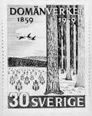 Förslagsteckningar - skisser - till frimärket Domänverket 100 år, utgivet 4/9 1959. Konstnär: Sven Ljungberg. Förslag 