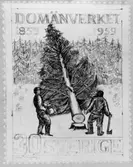 Förslagsteckningar - skisser - till frimärket Domänverket 100 år, utgivet 4/9 1959. Konstnär: Sven Ljungberg. 
Förslag 