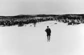 Lantbrevbärare Hugo Lundmark, Jäckvik, (skidåkande) på linjen Jäckvik - Merkenis (60 km.)  April 1952.