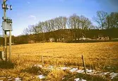 En gammal transformatorstation vid Norra Hällesåkersvägen (numera riven), mars 1994.