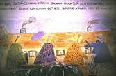 Teckningar utförda av barn, 4-6 år, på Toltorpsdalens lekskolor, för utsmyckning av Lackarebäckshemmet. Motiven är hämtade ur olika välkända sagor som Arosenius 