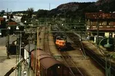 Del av järnvägsområdet i Mölndal, 1970-tal. Till höger ses järnvägsstationen Mölndals Nedre.