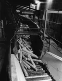 Massaved på väg mot sliperiet på pappersbruket Papyrus i Mölndal, år 1990.