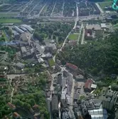 Flygfoto över pappersbruket Papyrus fabriksområde i Mölndal, 9/6 1969.