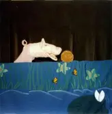 Sagan om pannkakan. Handdockor, hösten 1988. Fotografi ur album tillhörande Blanka Kaplan.

Sagan om pannkakan är en upprepningsberättelse som handlar om en pannkaka som rullar ut i världen. Ständigt stöter pannkakan på djur och människor som vill äta upp honom, men dem lyckas han rulla ifrån. Tills han möter en gris. Den norska folksagan gick som dockföreställning 1990 i Vadstenas bibliotek.