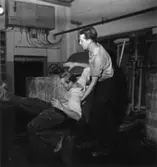 Säkerhetstjänst, halkning.
Två män med på bilden.