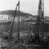 Byggnad N:o 6, tillbyggnad 1954. Pålning.