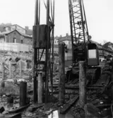 Byggnad N:o 6, tillbyggnad 1954. Pålning.