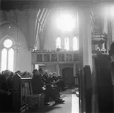 Utdelning av minnesgåvan den 24/9 1955.
På bilden syns fr. v bland annat Edgar Flintz., Hans Hulthén, Marc Wallenberg och bankdirektör Jacob Wallenberg.