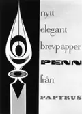 Affisch för brevpappret Penn, den 3/12-1958.
På affischen står det: 