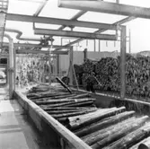 Exteriör av nya renseriet på Papyrus, den 10/8-1961.
En man är med på bilden.