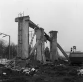 Linbanan, sprängning av brytstation vid vedgården.