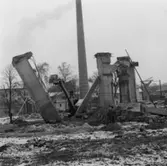 Linbanan, sprängning av brytstation vid vedgården.