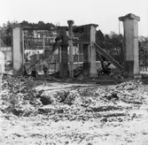 Linbanan, sprängning av brytstation vid vedgården.