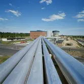 Exteriörbild från Papyrus Nymölla AB. Ledning från massabruket.