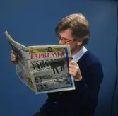 Tidningsbild. Fotografi för Papyrus årsberättelse 1980.
Foto: Sten Granath, Wezäta.