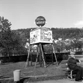 Socialdemokraternas valpropaganda på Esplanaden i Huskvarna.
