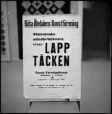 Trollhättan. Gamla varmbadhuset. Utställningen: Lapptäcke. 7-21/12 1969