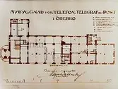 Ritning, nybyggnad för Telefon, Telegraf och Post i Örebro.
Arkitekt Magnus Dahlander, Örebro.