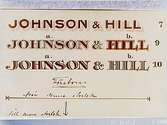 Johnson & Hill, Pappershandlare.
Namnskyltar.