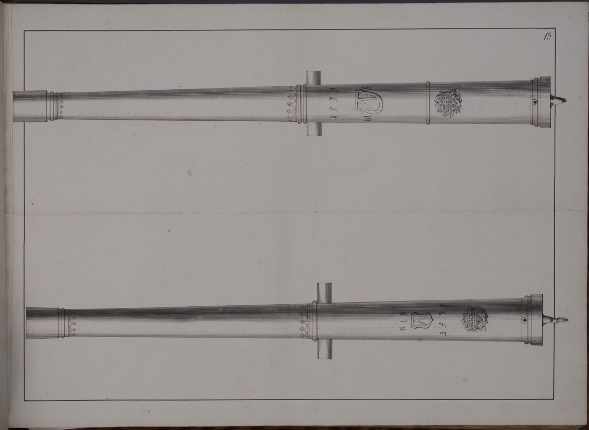 Kjell Hedberg, Avbildning föreställande eldrör tagna som troféer av den svenska armén i slaget vid Narva den 20 november 1700. Ingår i volym med avbildade kanontroféer tagna åren 1700-1702.
