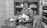 Dämpad prisutveckling 15 mars 1966

Butiksbiträde visar upp mejeriprodukter
