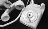 Telefonreportage, Ishockey klar 31 januari 1966

Närbild på en vit telefon och en hand som håller i luren.