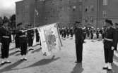 Kungen I3 28 augusti 1967

Kung Gustav VI Adolf besöker Örebro Livregementes Grenadjärer i Grenadjärsstaden. Han gör honnör framför en soldat som håller en fana i sina händer där det bl.a. står 