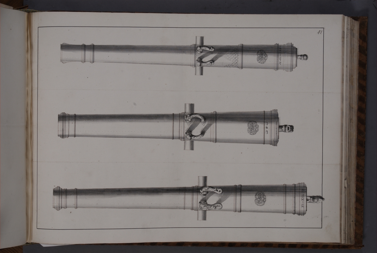 Kjell Hedberg, Avbildning föreställande eldrör återtagna som troféer av den svenska armén i slaget vid Narva den 20 november 1700. Ingår i volym med avbildade kanontroféer tagna åren 1700-1702.