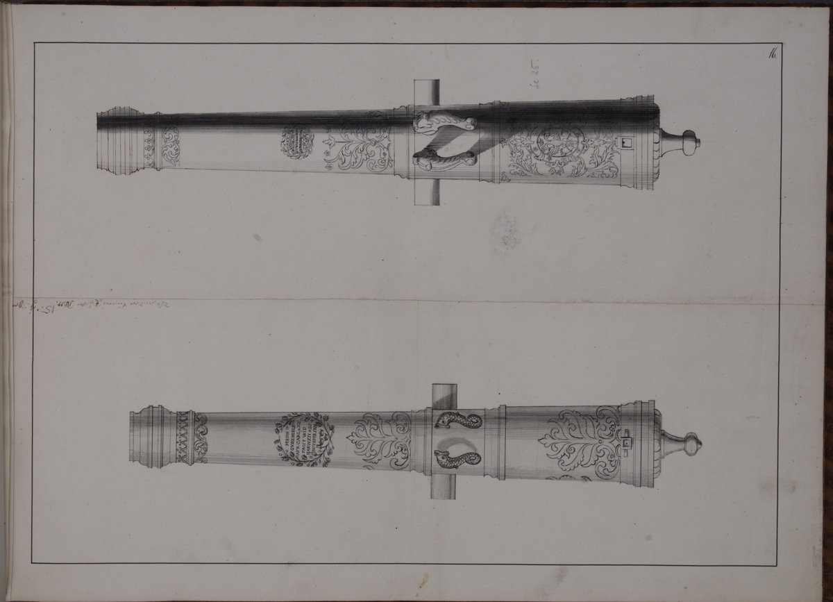 Kjell Hedberg, Imaging depicting fire pipes taken as trophies by the Swedish army in the Battle of Narva on 20 November 1700. Included in volume with depicted canon trophies taken in the years 1700-1702.