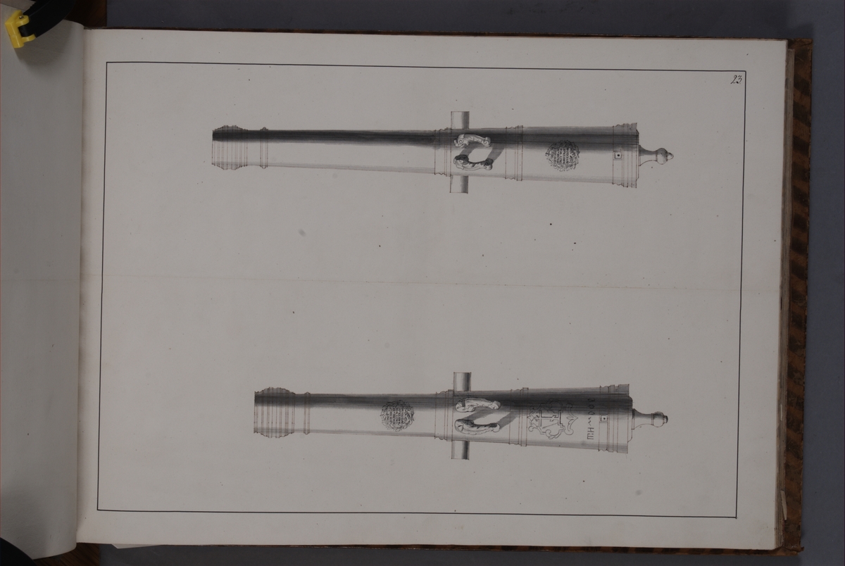 Kjell Hedberg, Avbildning föreställande eldrör tagna som troféer av den svenska armén i slaget vid Narva den 20 november 1700. Ingår i volym med avbildade kanontroféer tagna åren 1700-1702.