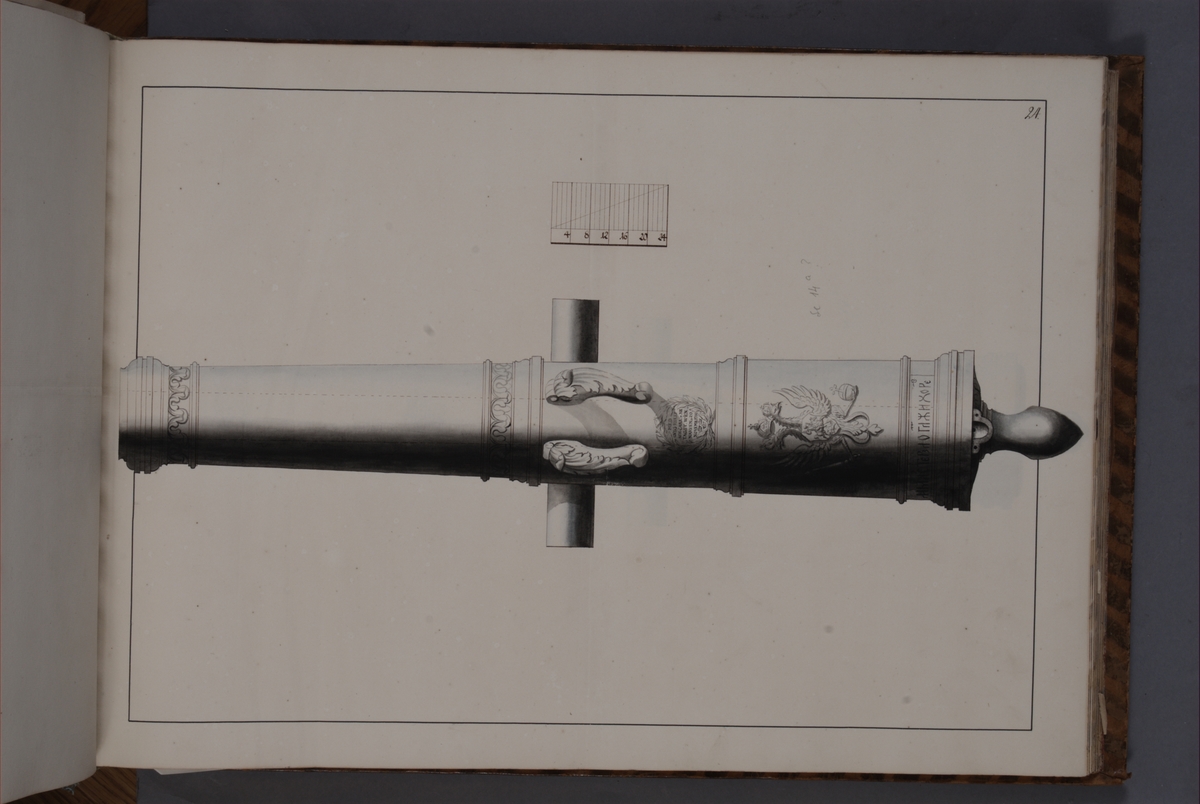 Kjell Hedberg, Avbildning föreställande eldrör taget som trofé av den svenska armén i slaget vid Narva den 20 november 1700. Ingår i volym med avbildade kanontroféer tagna åren 1700-1702.