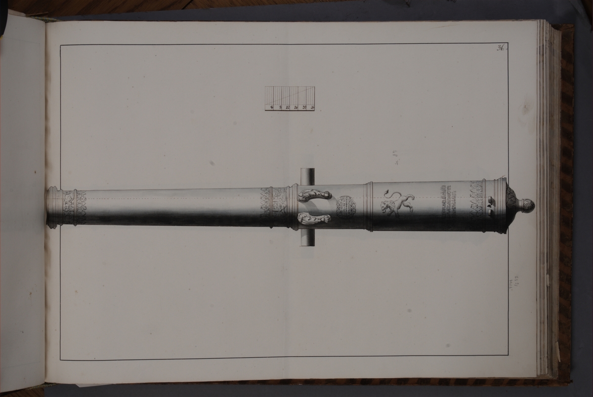 Kjell Hedberg, Avbildning föreställande eldrör taget som trofé av den svenska armén i slaget vid Narva den 20 november 1700. Ingår i volym med avbildade kanontroféer tagna åren 1700-1702.