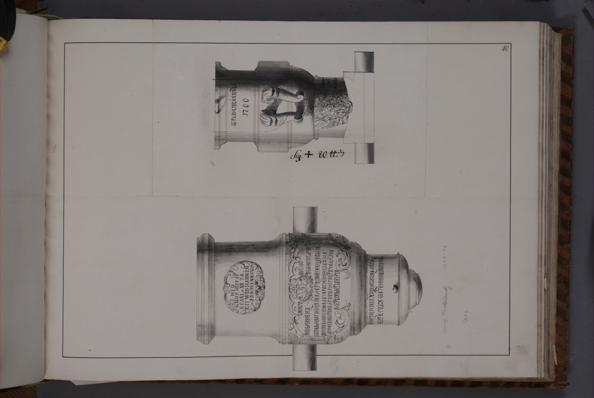 Kjell Hedberg, Imaging depicting fire pipes taken as trophies by the Swedish army in the Battle of Narva on 20 November 1700. Included in volume with depicted canon trophies taken in the years 1700-1702.