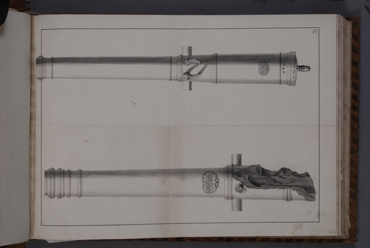 Kjell Hedberg, Avbildning föreställande eldrör återtagna som troféer av den svenska armén i slaget vid Narva den 20 november 1700. Ingår i volym med avbildade kanontroféer tagna åren 1700-1702.