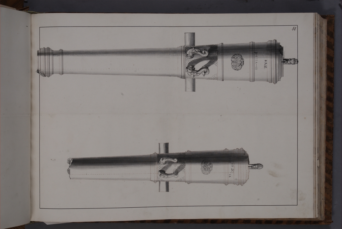 Kjell Hedberg, Avbildning föreställande eldrör återtagna som troféer av den svenska armén i slaget vid Narva den 20 november 1700. Ingår i volym med avbildade kanontroféer tagna åren 1700-1702.