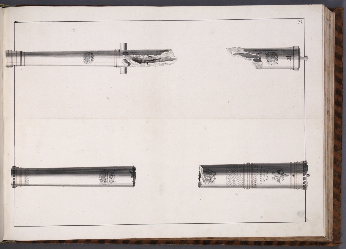 Kjell Hedberg, Avbildning föreställande eldrör tagna som troféer av den svenska armén med fästningen Kokenhusen 11 juli 1701. Ingår i volym med avbildade kanontroféer tagna åren 1700-1702.