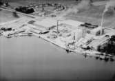 Flygfoto över Hammars Glasbruk, fabriksbyggnader.