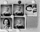 En kvinna, bröstbild.En liten pojke, bröstbild.Brita BorgFem bilder (porträtt) på samma glasplåt.