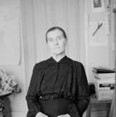 En kvinna.Fru MacekBilden tagen för pass.