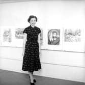 Rumsinteriör, en kvinna.Bertil Sehlin (beställare).