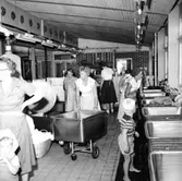 Tvätt Konsum, interiör.
En av personerna på bilden heter Maud Johannson (hennes nuvarande efternamn är Holgersson), med vit/ljus tröja vid tvättvagnen. Till vänster om henne på bilden syns hennes mamma, Mery Öhman.