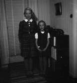 Rumsinteriör, två flickor.Janssons flickor.